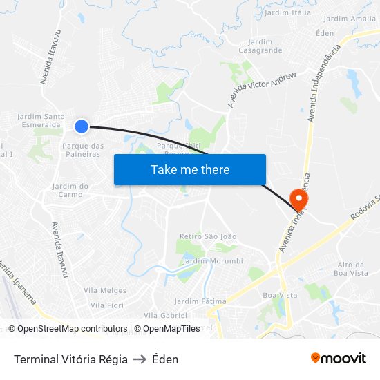 Terminal Vitória Régia to Éden map