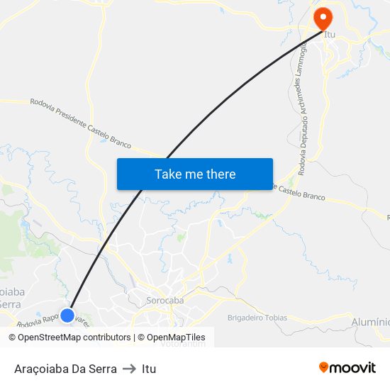 Araçoiaba Da Serra to Itu map