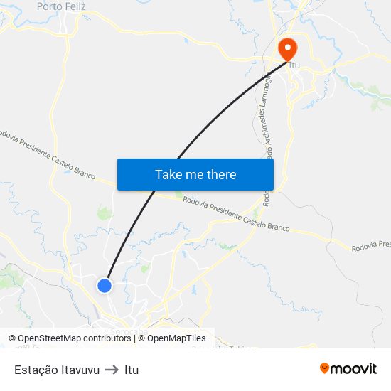 Estação Itavuvu to Itu map