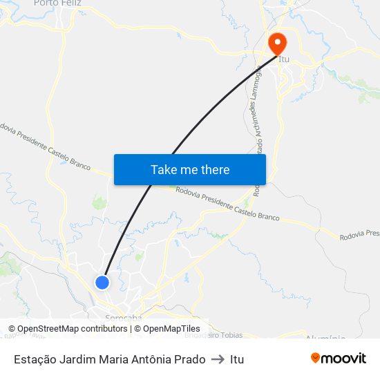 Estação Jardim Maria Antônia Prado to Itu map