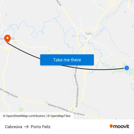 Cabreúva to Porto Feliz map