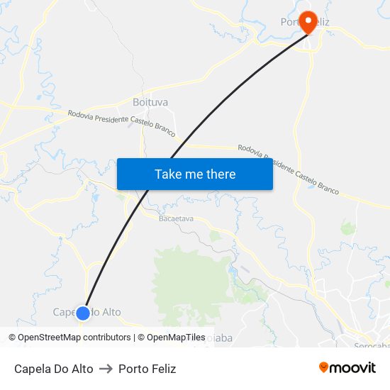 Capela Do Alto to Porto Feliz map