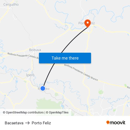 Bacaetava to Porto Feliz map