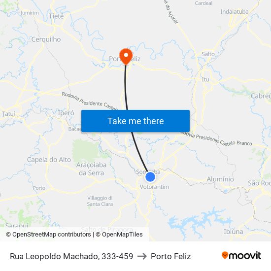 Rua Leopoldo Machado, 333-459 to Porto Feliz map
