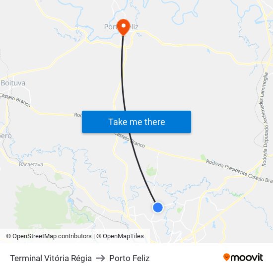 Terminal Vitória Régia to Porto Feliz map