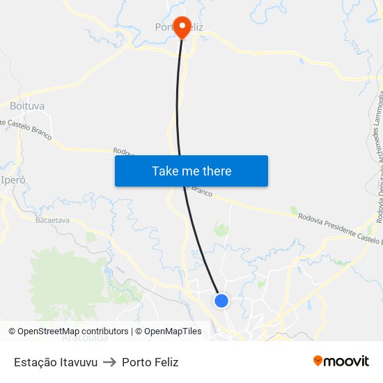 Estação Itavuvu to Porto Feliz map