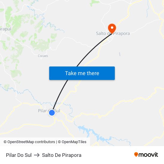 Pilar Do Sul to Salto De Pirapora map