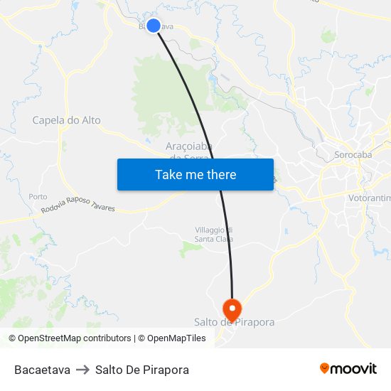 Bacaetava to Salto De Pirapora map