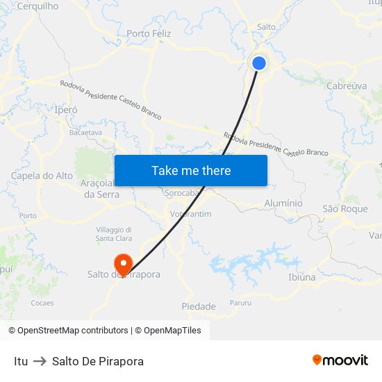 Itu to Salto De Pirapora map