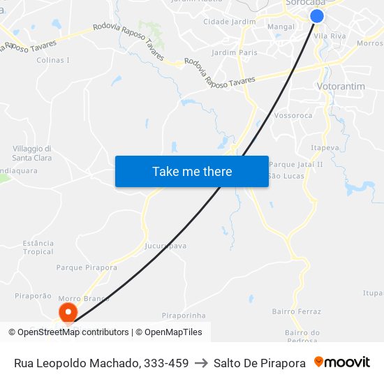 Rua Leopoldo Machado, 333-459 to Salto De Pirapora map