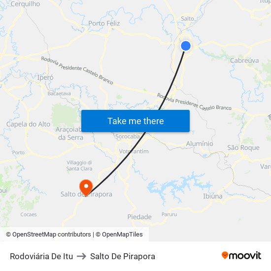 Rodoviária De Itu to Salto De Pirapora map