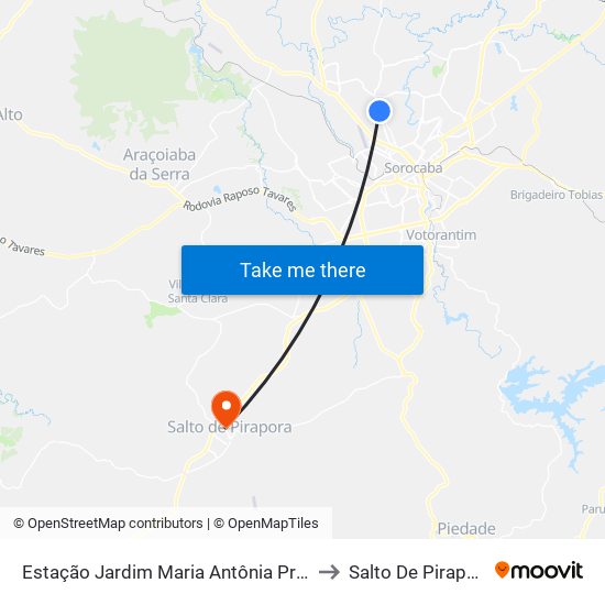 Estação Jardim Maria Antônia Prado to Salto De Pirapora map