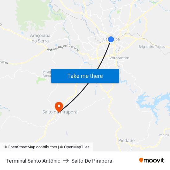 Terminal Santo Antônio to Salto De Pirapora map