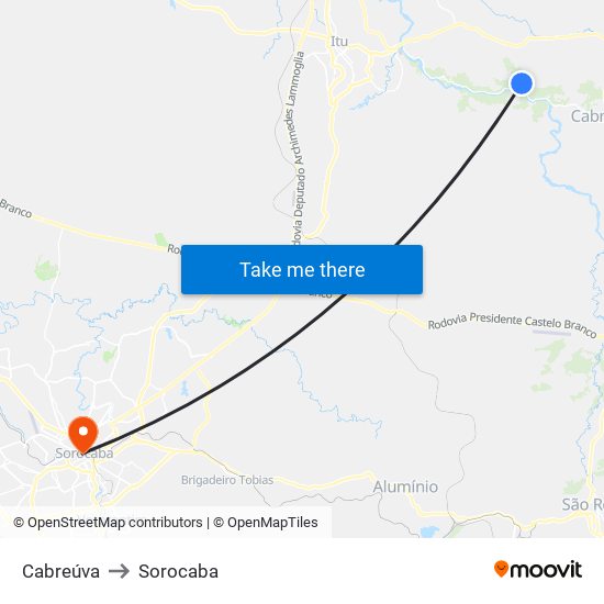 Cabreúva to Sorocaba map