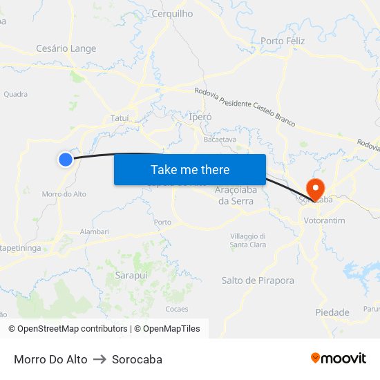 Morro Do Alto to Sorocaba map