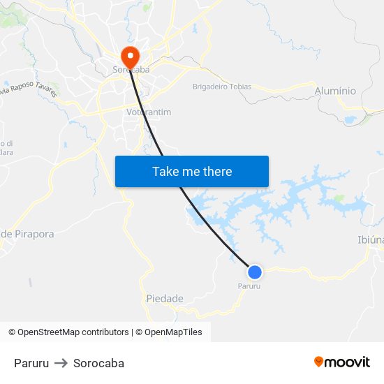 Paruru to Sorocaba map