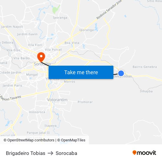 Brigadeiro Tobias to Sorocaba map