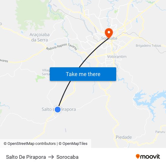Salto De Pirapora to Sorocaba map