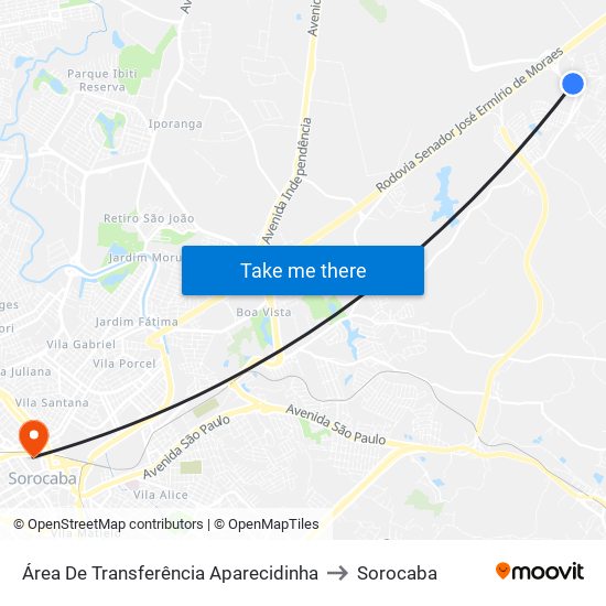 Área De Transferência Aparecidinha to Sorocaba map