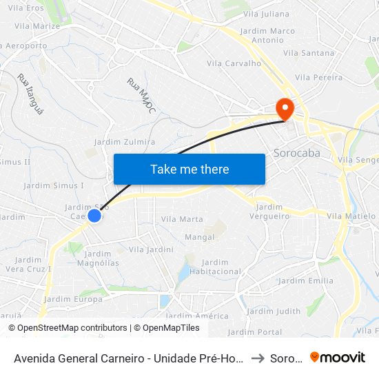 Avenida General Carneiro - Unidade Pré-Hospitalar Da Zona Oeste to Sorocaba map