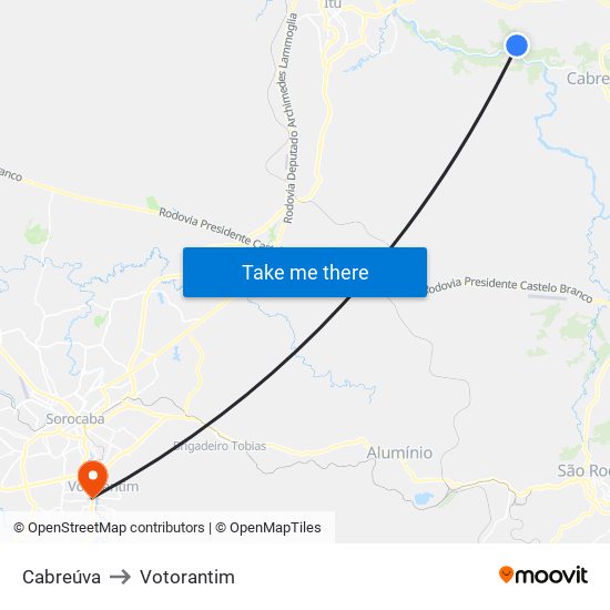 Cabreúva to Votorantim map