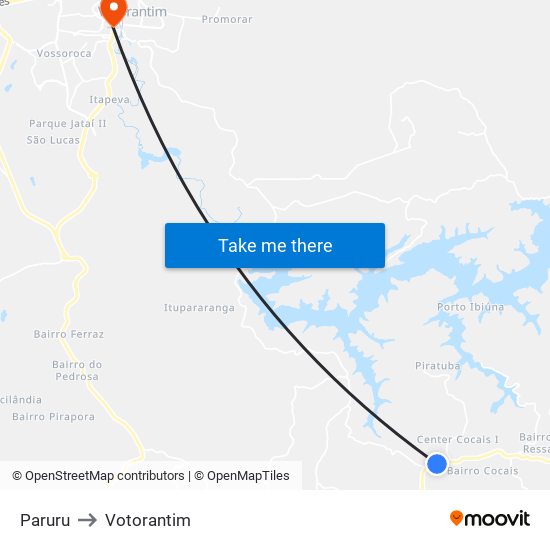 Paruru to Votorantim map