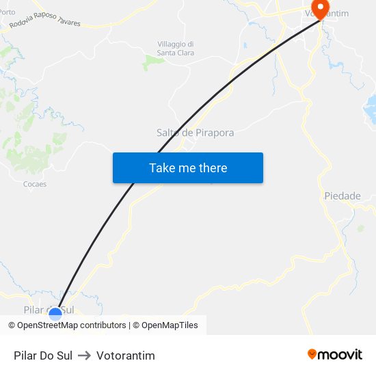 Pilar Do Sul to Votorantim map
