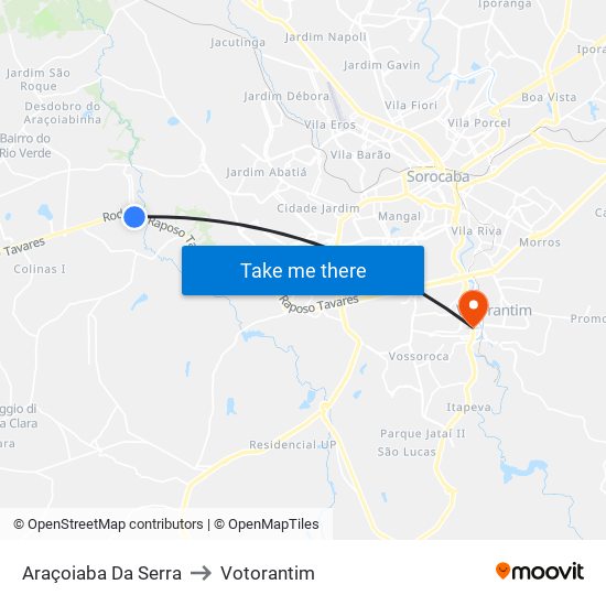 Araçoiaba Da Serra to Votorantim map