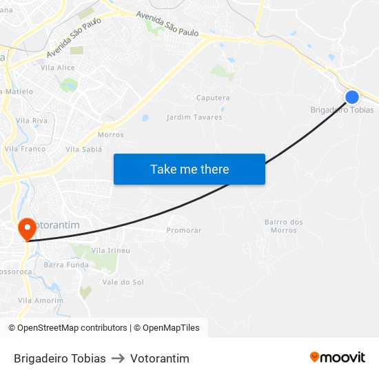 Brigadeiro Tobias to Votorantim map