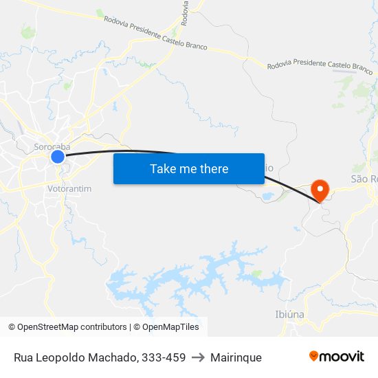 Rua Leopoldo Machado, 333-459 to Mairinque map