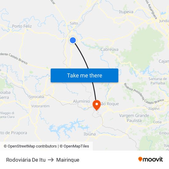 Rodoviária De Itu to Mairinque map