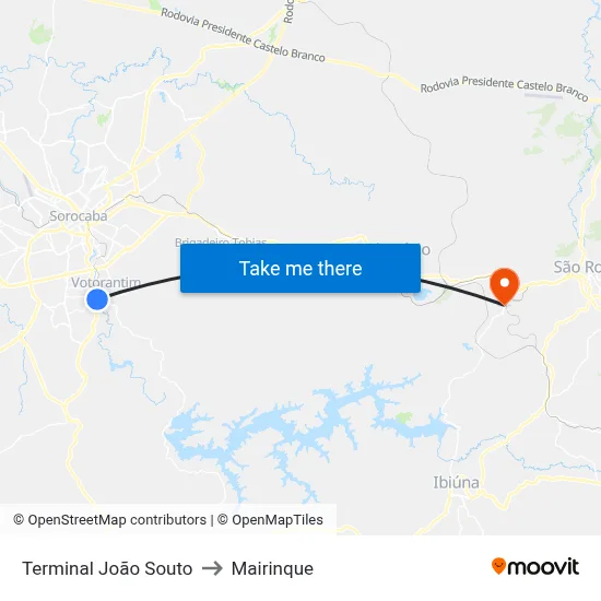 Terminal João Souto to Mairinque map