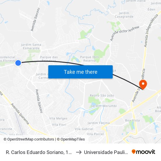 R. Carlos Eduardo Soriano, 1992 to Universidade Paulista map