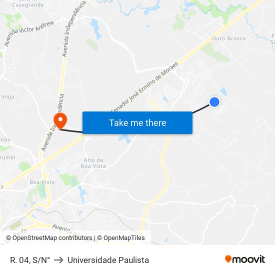 R. 04, S/N° to Universidade Paulista map