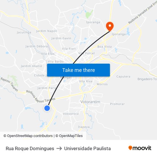 Rua Roque Domingues to Universidade Paulista map