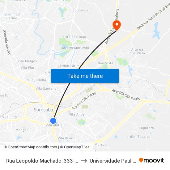 Rua Leopoldo Machado, 333-459 to Universidade Paulista map