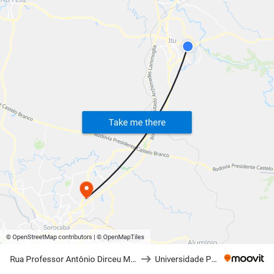 Rua Professor Antônio Dirceu Marmo, 714 to Universidade Paulista map