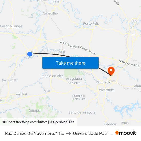 Rua Quinze De Novembro, 1107 to Universidade Paulista map