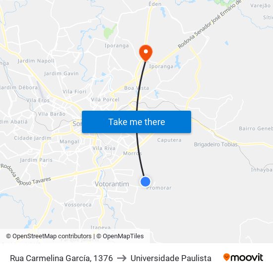 Rua Carmelina García, 1376 to Universidade Paulista map