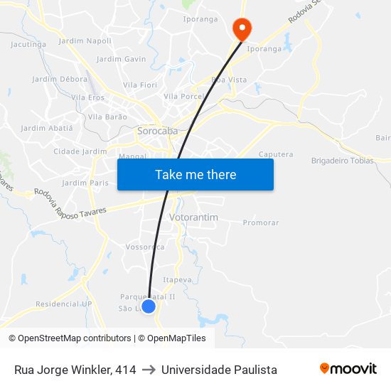 Rua Jorge Winkler, 414 to Universidade Paulista map