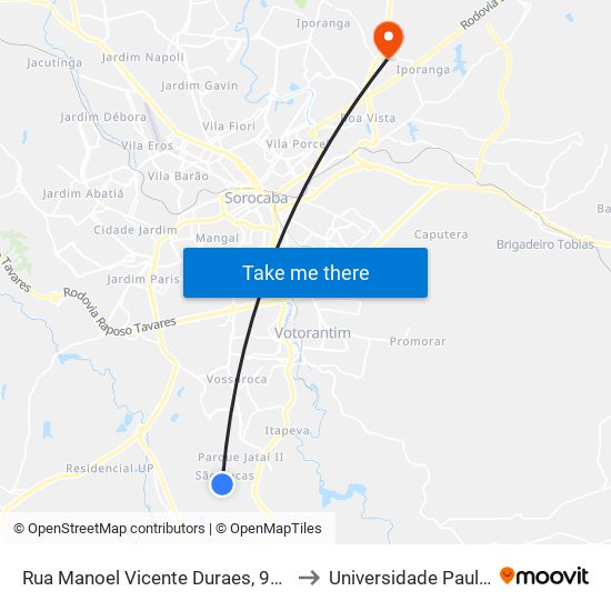 Rua Manoel Vicente Duraes, 97-125 to Universidade Paulista map