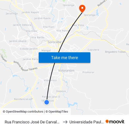 Rua Francisco José De Carvalho, 82 to Universidade Paulista map