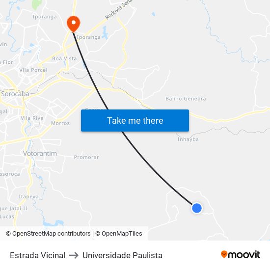Estrada Vicinal to Universidade Paulista map