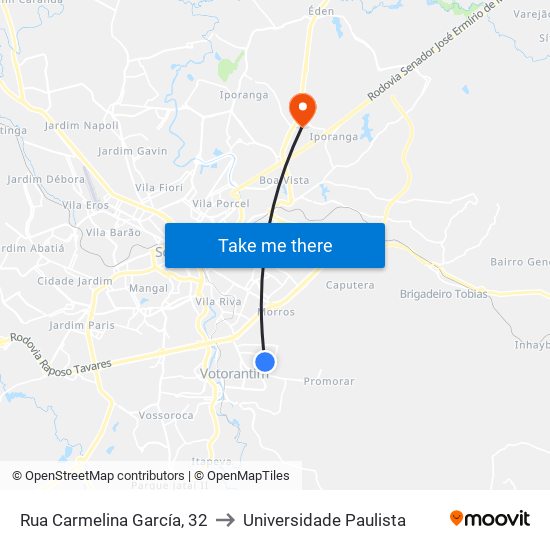 Rua Carmelina García, 32 to Universidade Paulista map