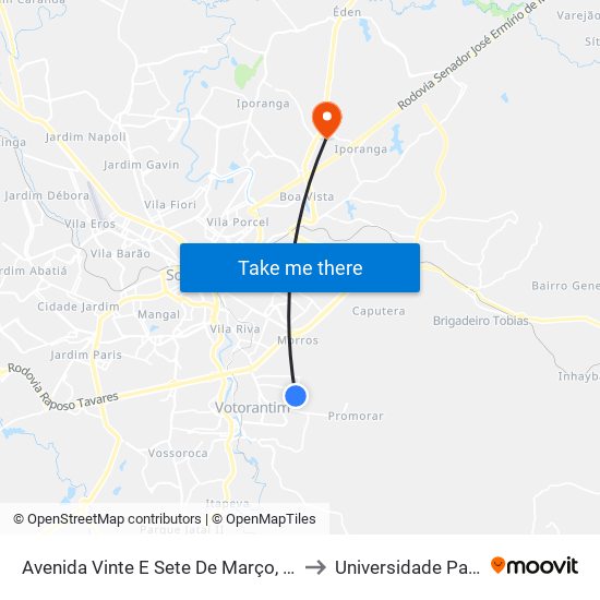 Avenida Vinte E Sete De Março, 452-512 to Universidade Paulista map