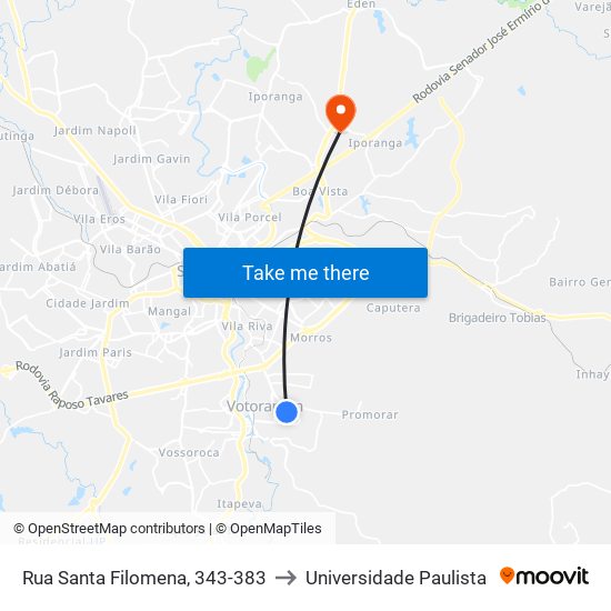 Rua Santa Filomena, 343-383 to Universidade Paulista map