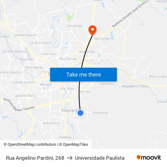 Rua Angelino Pardini, 268 to Universidade Paulista map