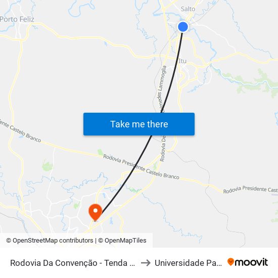 Rodovia Da Convenção - Tenda Atacado to Universidade Paulista map