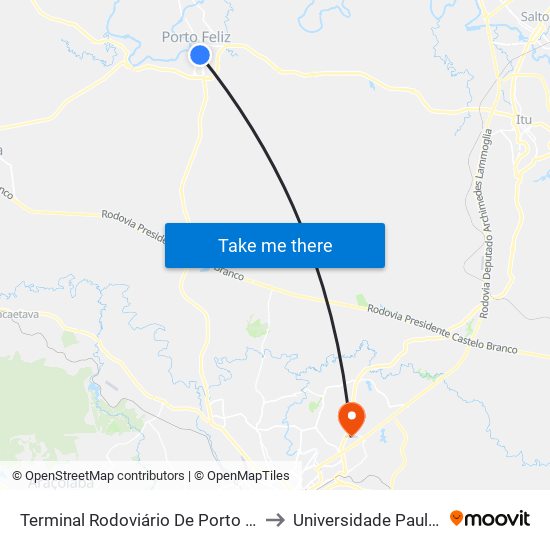 Terminal Rodoviário De Porto Feliz to Universidade Paulista map