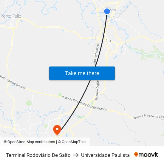 Terminal Rodoviário De Salto to Universidade Paulista map